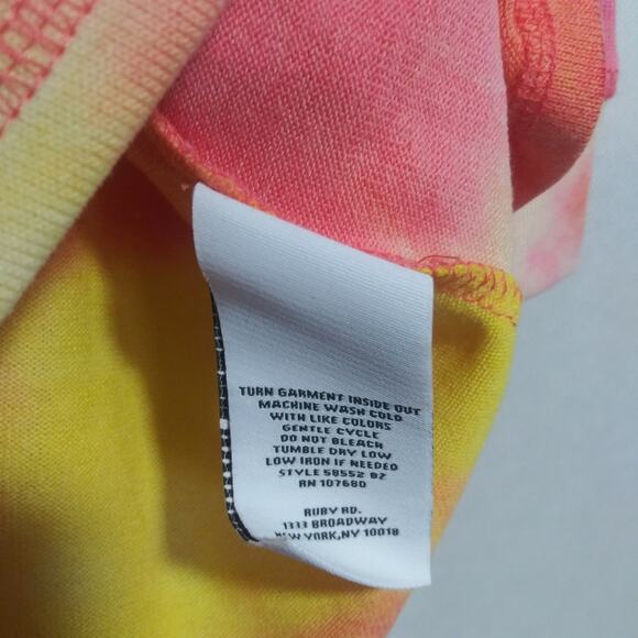 Ruby Rd  Pink and Yellow Tie-Dye Lightweight Pull Over Sweatshirt Top Size L - Picture 7 of 8